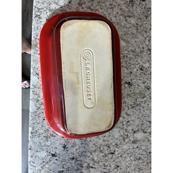 Le Creuset Bread Meatloaf Baking Dish Stoneware Red Loaf Pan Rectangular 9"X5" - Picture 6 of 8
